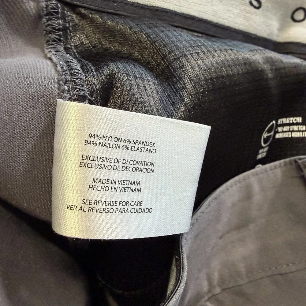 Orvis Tech Chino Pants Mens 36x34 Grey Hiking Outdoor Stretch Nylon Water Repel